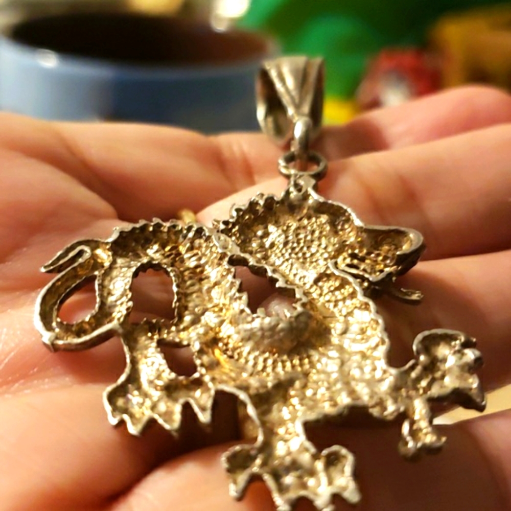 Sold Semi Oversized Sterling Silver DRAGON Pendant 🐉 - Picture 4 of 5